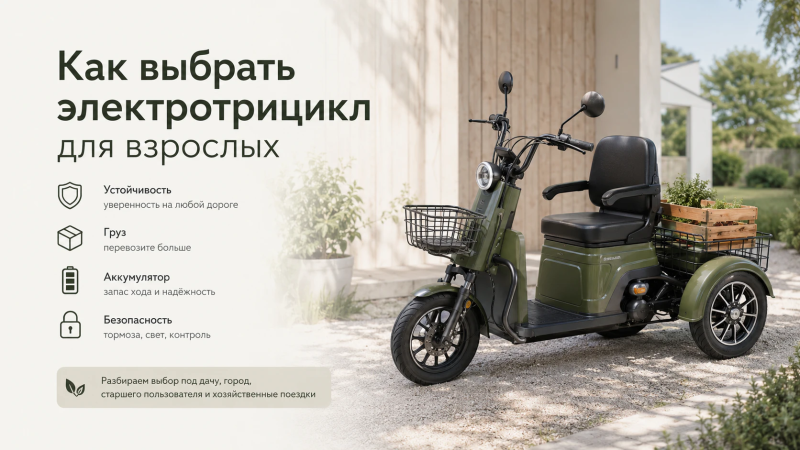 Как выбрать электротрицикл для взрослых: устойчивость, груз, аккумулятор и безопасность