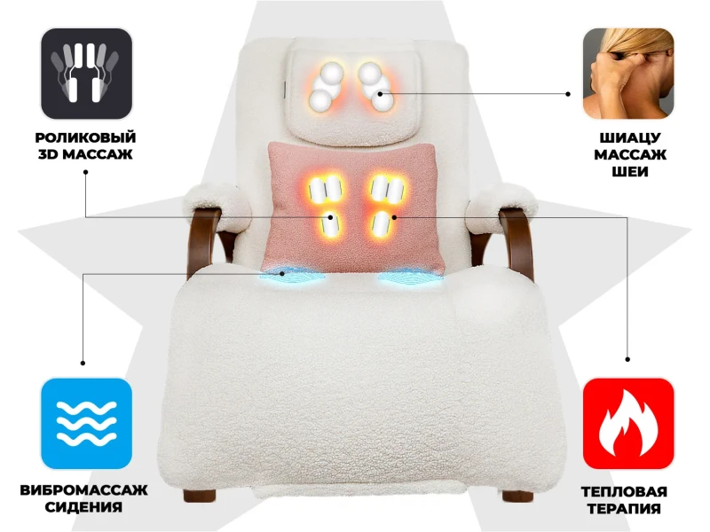 Массажное кресло-качалка FUJIMO Time2Chill TEDDY Белый купить в Туле