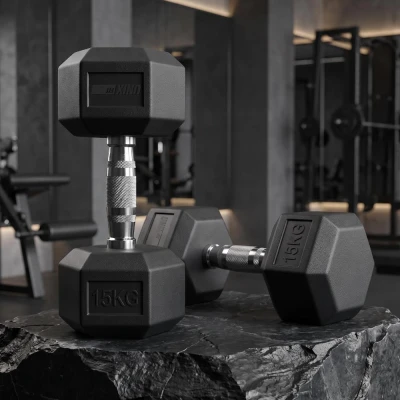 Гантель гексагональная UNIX Fit обрезиненная 15 кг, 2 шт.