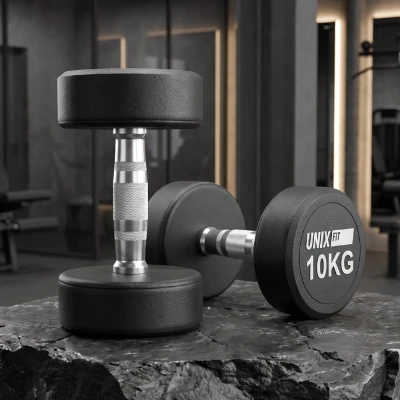 Гантель UNIX Fit PRO круглая обрезиненная 10 кг, 2 шт.