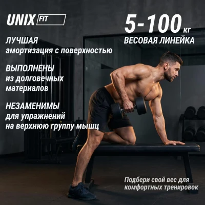 Гантель UNIX Fit PRO круглая обрезиненная 50 кг / шт.