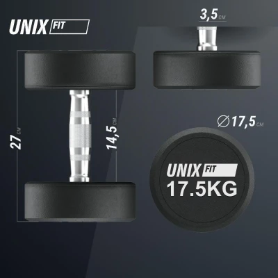 Гантель UNIX Fit PRO круглая обрезиненная 17,5 кг, 2 шт.