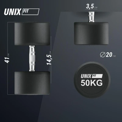 Гантель UNIX Fit PRO круглая обрезиненная 50 кг / шт.