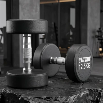 Гантель UNIX Fit PRO круглая обрезиненная 12,5 кг, 2 шт.