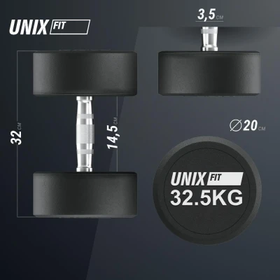 Гантель UNIX Fit PRO круглая обрезиненная 32,5 кг / шт.