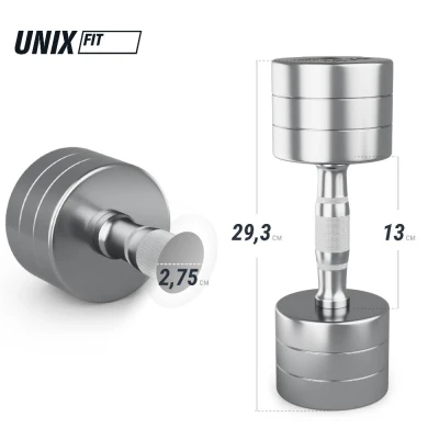 Гантель UNIX Fit PRO круглая хромированная 10 кг, 2 шт.