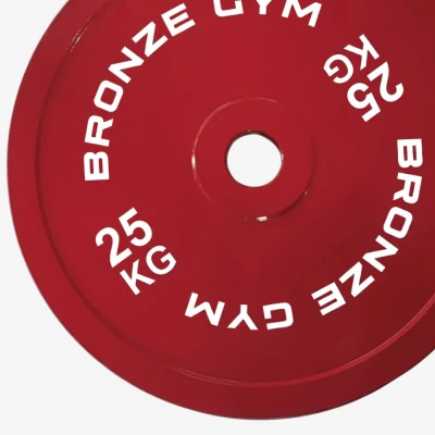 Диск калиброванный BRONZE GYM для пауэрлифтинга красный 25 кг
