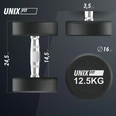 Гантель UNIX Fit PRO круглая обрезиненная 12,5 кг, 2 шт.