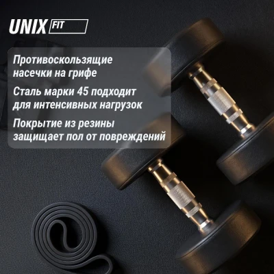 Гантель UNIX Fit PRO круглая обрезиненная 50 кг / шт.
