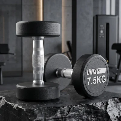 Гантель UNIX Fit PRO круглая обрезиненная 7,5 кг, 2 шт.