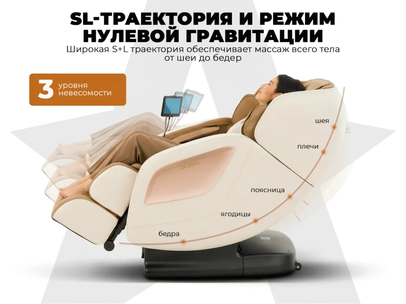 Массажное кресло OGAWA ОРБИТА | Sonic-X OG5572 Бежевое