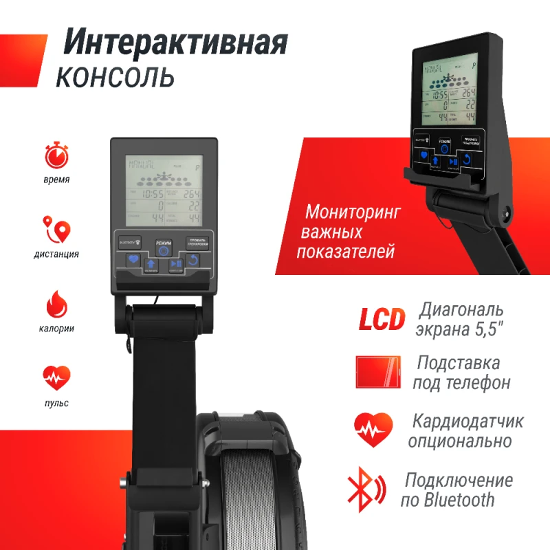 Гребной тренажер UNIX Fit Air Rower-X с аэродинамической нагрузкой, черный — купить в Туле в магазине тренажеров