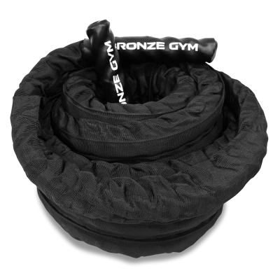 Канат тренировочный BRONZE GYM 3.8см.х12м.,9кг. (с защитным рукавом)