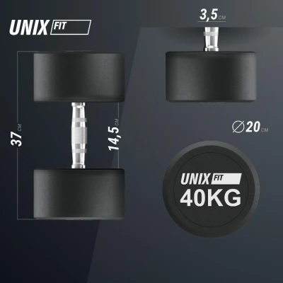 Гантель UNIX Fit PRO круглая обрезиненная 40 кг / шт.