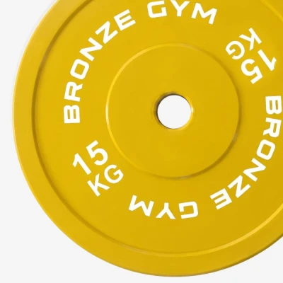 Диск калиброванный BRONZE GYM для пауэрлифтинга желтый 15 кг