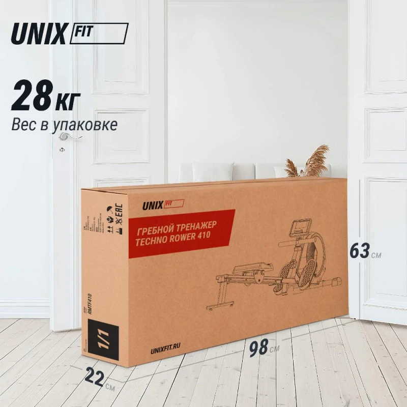 Гребной тренажер UNIX Fit Techno Rower 410 с механической нагрузкой — купить в Туле в магазине тренажеров