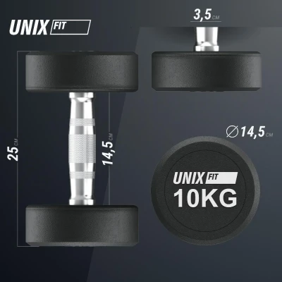 Гантель UNIX Fit PRO круглая обрезиненная 10 кг, 2 шт.
