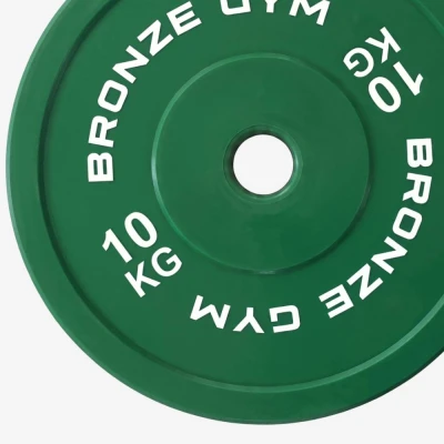 Диск калиброванный BRONZE GYM для пауэрлифтинга зеленый 10 кг