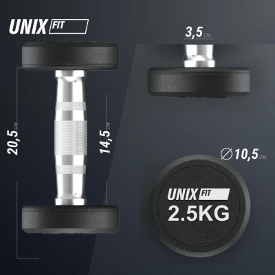 Гантель UNIX Fit PRO круглая обрезиненная 2,5 кг, 2 шт.